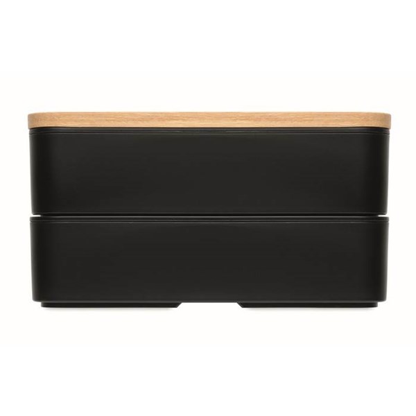 Obrázky: Dvoupatrový obědový box s bambusovým víkem, černý, Obrázek 8