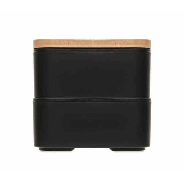 Obrázky: Dvoupatrový obědový box s bambusovým víkem, černý, Obrázek 9