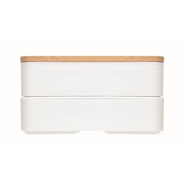 Obrázky: Dvoupatrový obědový box s bambusovým víkem, bílý, Obrázek 7