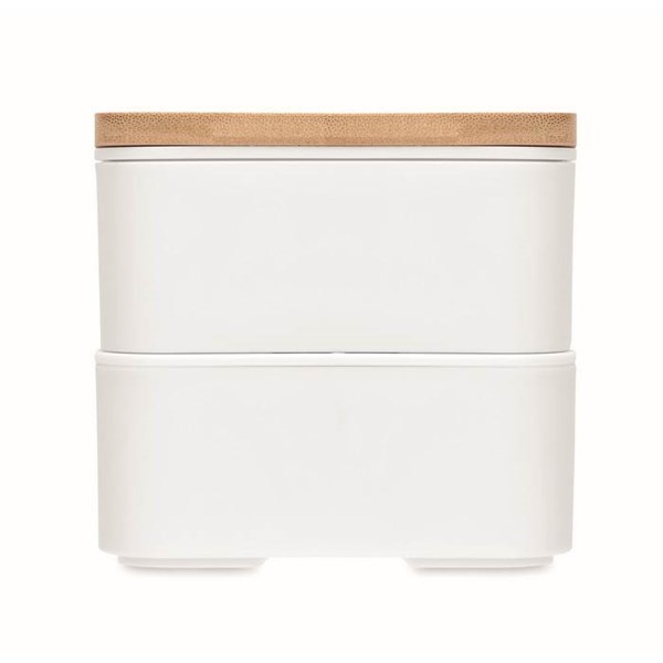 Obrázky: Dvoupatrový obědový box s bambusovým víkem, bílý, Obrázek 8