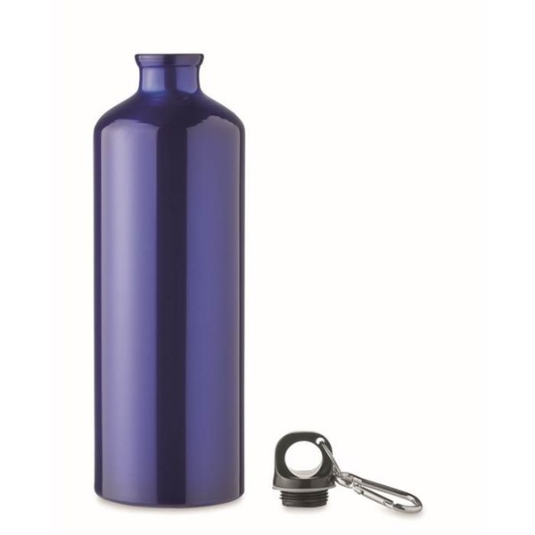 Obrázky: Modrá jednostěnná hliníková láhev s karabinou 1 l, Obrázek 2