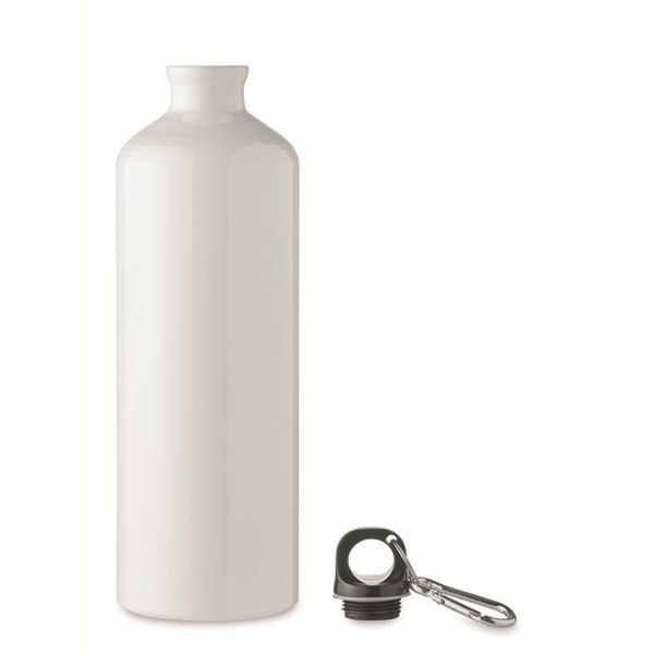 Obrázky: Bílá jednostěnná hliníková láhev s karabinou 1 l, Obrázek 3