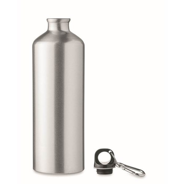 Obrázky: Stříbrná jednostěnná hliníková láhev s karabinou 1l, Obrázek 2
