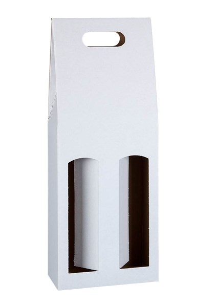 Obrázky: Krabice na 2 láhve vína či piva bílá 16,5x8,2x40cm