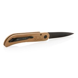 Obrázky: Skládací nůž Nemus se zámkem a detaily z FSC® dřeva