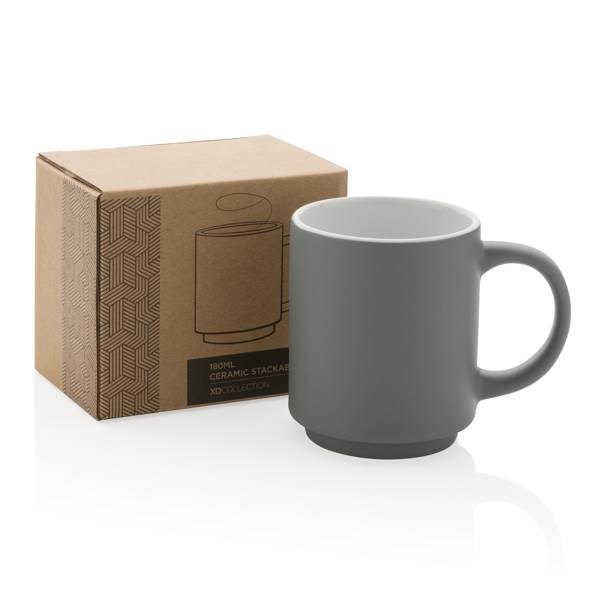 Obrázky: Stohovatelný keramický hrnek 180 ml šedý, Obrázek 7