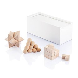Obrázky: FSC® 3dílná sada dřevěných hlavolamů v bílé krabici