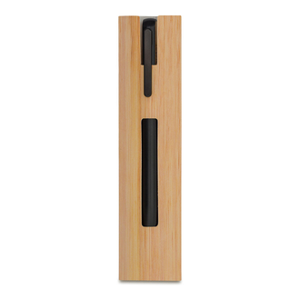 Obrázky: Černé kovové kul. pero v obalu s bambusovou plochou, Obrázek 3