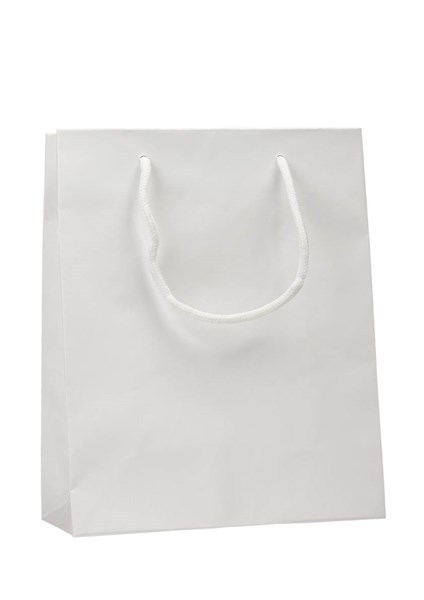 Obrázky: Papírová taška 25x11x31 cm textil.šňůrky, bílý lak