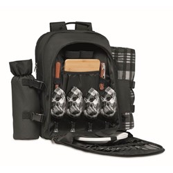 Obrázky: Černý piknikový batoh pro 4 osoby z 300D RPET PE