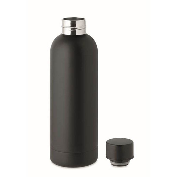 Obrázky: Dvoustěnná recykl. nerez láhev 0,5l, černá, Obrázek 2