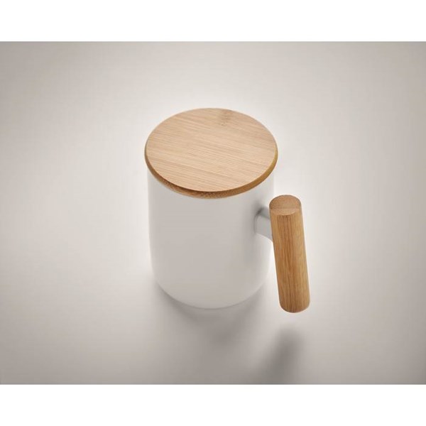 Obrázky: Porcelánový hrnek s bambusovým víčkem a uchem, 380ml, Obrázek 5