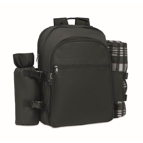 Obrázky: Černý piknikový batoh pro 4 osoby z 300D RPET PE, Obrázek 2