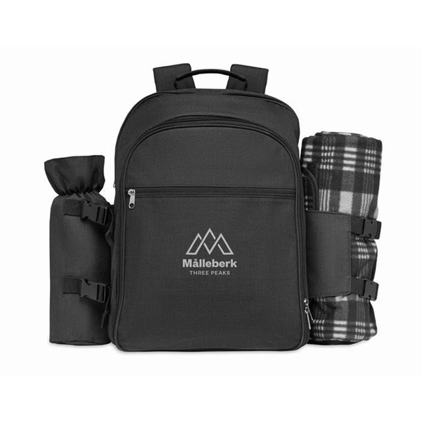 Obrázky: Černý piknikový batoh pro 4 osoby z 300D RPET PE, Obrázek 4