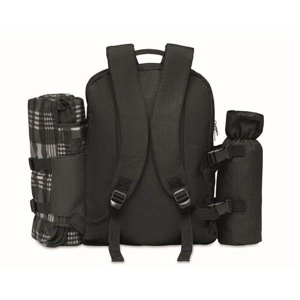 Obrázky: Černý piknikový batoh pro 4 osoby z 300D RPET PE, Obrázek 5
