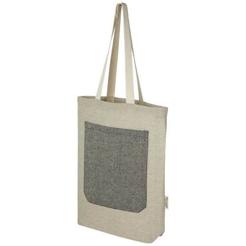 Obrázky: Nákup. taška-kapsa 150g,rec. bavlna,přírodní/černá, Obrázek 1
