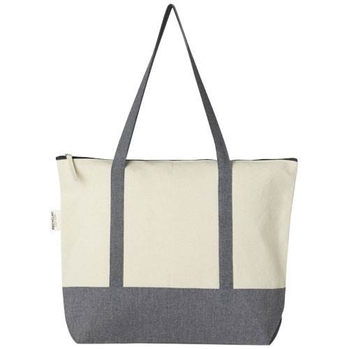 Obrázky: Dvoubarevná nákupní taška na zip,rec. bavlna 320 g, Obrázek 2