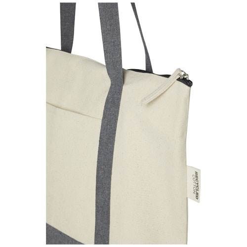 Obrázky: Dvoubarevná nákupní taška na zip,rec. bavlna 320 g, Obrázek 3