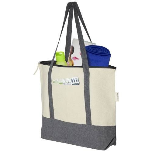 Obrázky: Dvoubarevná nákupní taška na zip,rec. bavlna 320 g, Obrázek 6