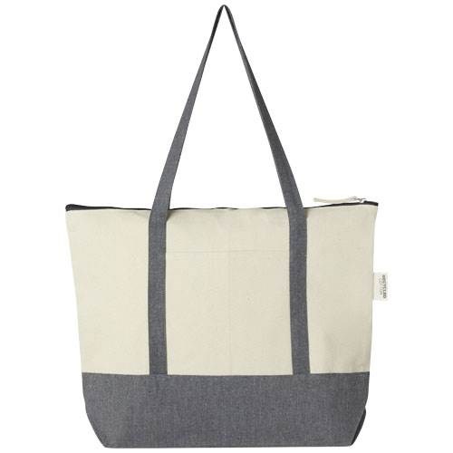 Obrázky: Dvoubarevná nákupní taška na zip,rec. bavlna 320 g, Obrázek 7