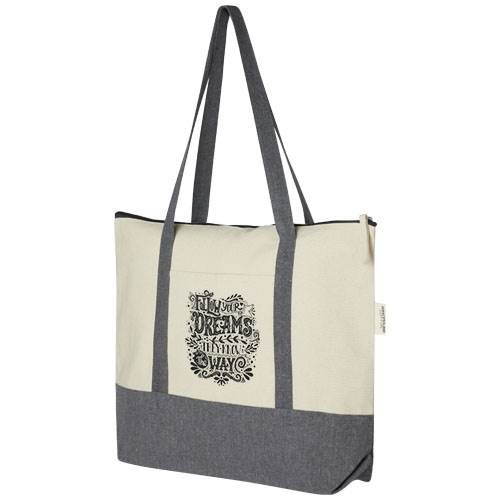 Obrázky: Dvoubarevná nákupní taška na zip,rec. bavlna 320 g, Obrázek 8
