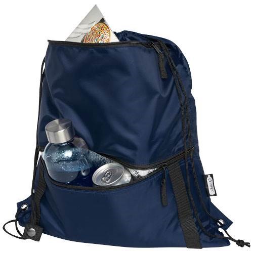 Obrázky: Recyklovaný tm.modrý skládací batoh s přední kapsou, Obrázek 7