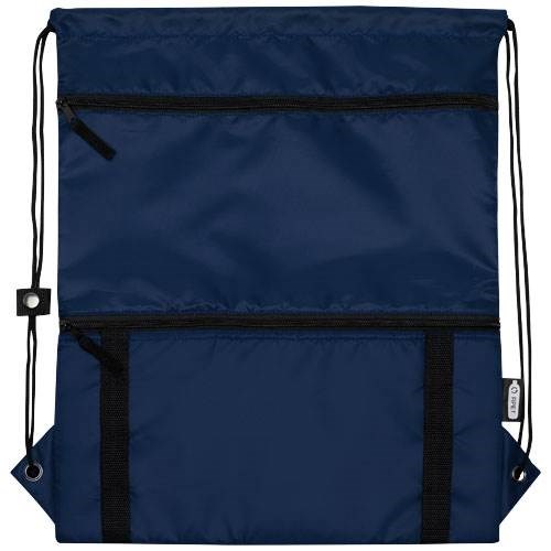 Obrázky: Recyklovaný tm.modrý skládací batoh s přední kapsou, Obrázek 9