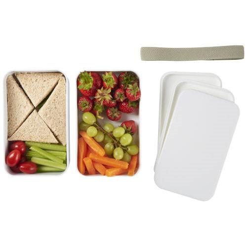 Obrázky: Dvoupatrová obědová krabička 2x700 ml, bílá, Obrázek 7