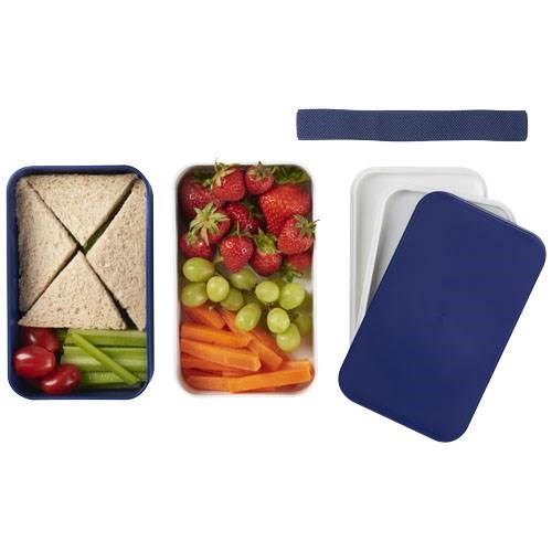 Obrázky: Dvoupatrová obědová krabička 2x700 ml, bílá/modrá, Obrázek 7