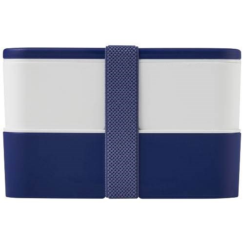 Obrázky: Dvoupatrová obědová krabička 2x700 ml, bílá/modrá, Obrázek 9