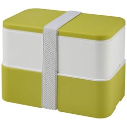 Obrázky: Dvoupatrová obědová krabička 2x700 ml, bílá/limetka