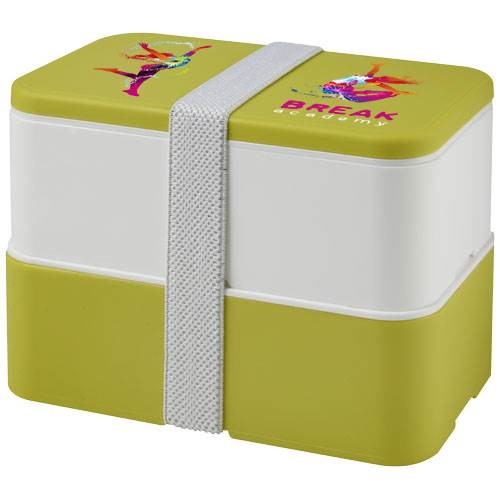 Obrázky: Dvoupatrová obědová krabička 2x700 ml, bílá/limetka, Obrázek 3