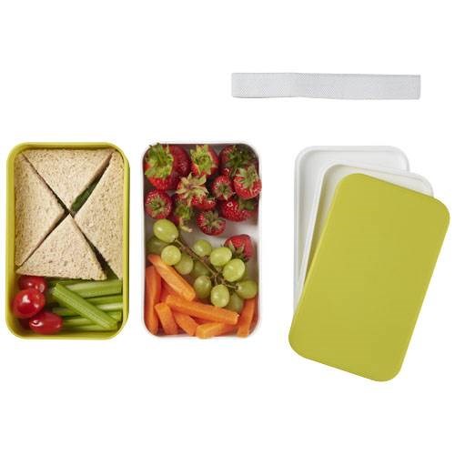 Obrázky: Dvoupatrová obědová krabička 2x700 ml, bílá/limetka, Obrázek 7