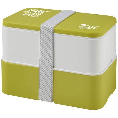 Obrázky: Dvoupatrová obědová krabička 2x700 ml, bílá/limetka, Obrázek 11