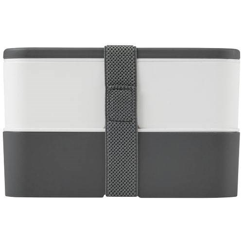 Obrázky: Dvoupatrová obědová krabička 2x700 ml, bílá/šedá, Obrázek 2