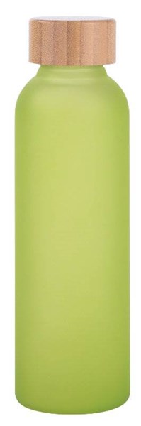Obrázky: Skleněná frosty láhev 500ml s bambus.víčkem, zelená