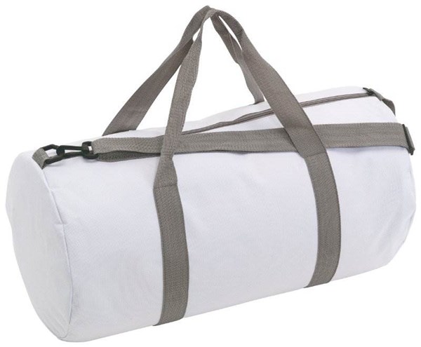 Obrázky: Bílá jednoduchá sportovní taška s šedými popruhy, Obrázek 1