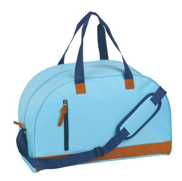 Obrázky: Sv.modrá sport. fitness taška s koženkovými detaily, Obrázek 1