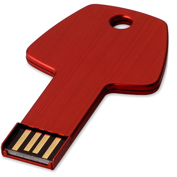 Obrázky: Červený hliníkový USB flash disk 1GB, tvar klíče