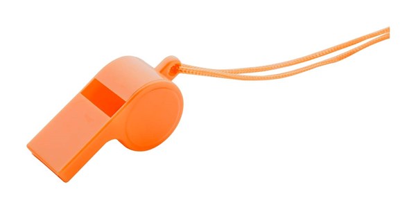 Obrázky: Oranžová plastová píšťalka se šňůrkou v barvě