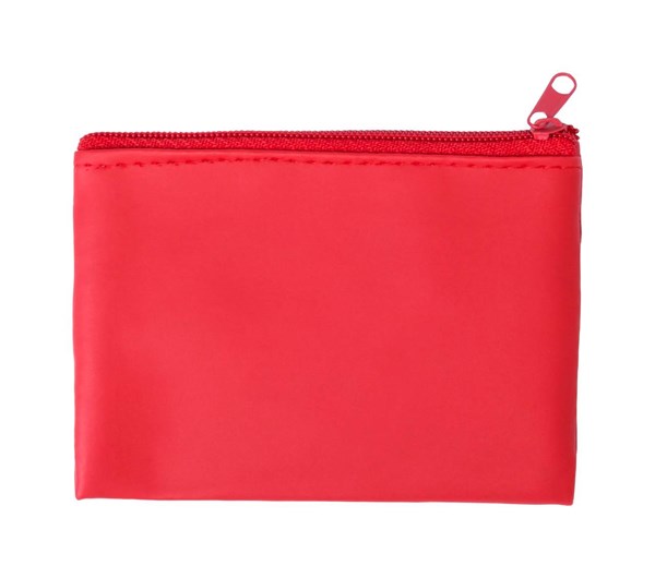 Obrázky: Červená peněženka z PU se zipem a kroužkem na klíče
