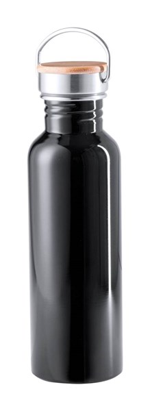 Obrázky: Černá nerez. láhev 750ml s bambus. víčkem v krab.