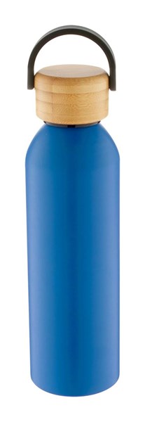 Obrázky: Modrá hliníková sport. láhev s bambus.víčkem,600 ml