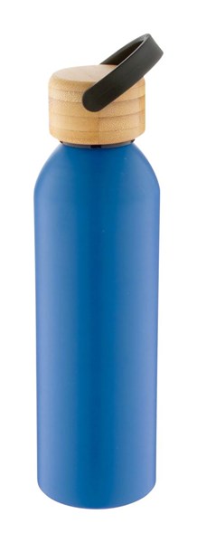 Obrázky: Modrá hliníková sport. láhev s bambus.víčkem,600 ml, Obrázek 2