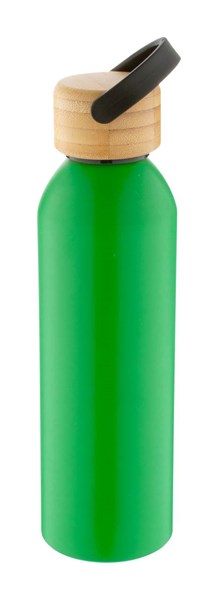 Obrázky: Zelená hliník. sport. láhev s bambus. víčkem,600 ml, Obrázek 3