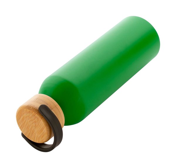 Obrázky: Zelená hliník. sport. láhev s bambus. víčkem,600 ml, Obrázek 5