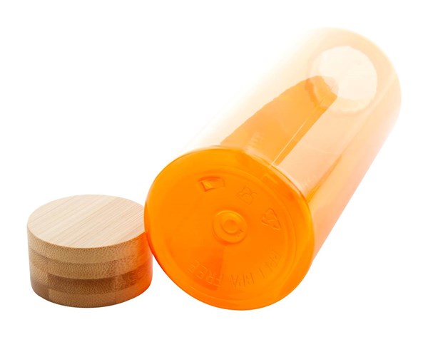 Obrázky: Oranžová láhev na vodu 500ml s bambus. víčkem, Obrázek 3