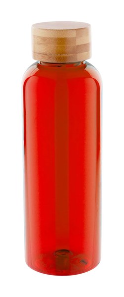 Obrázky: Červená láhev na vodu 500ml s bambus. víčkem, Obrázek 1