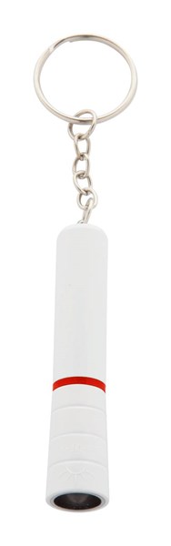 Obrázky: Bílá plastová mini LED svítilna, červený kroužek