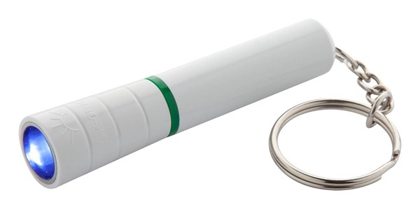Obrázky: Bílá plastová mini LED svítilna, zelený kroužek, Obrázek 2